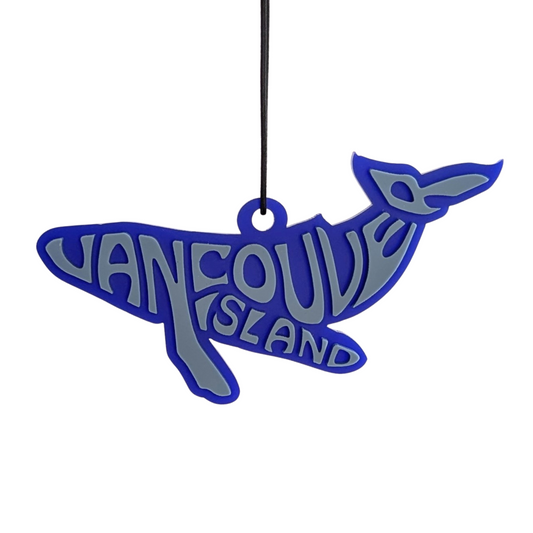 Vancouver Island Humpback Whale Typography Ornament/Car Mirror Charm