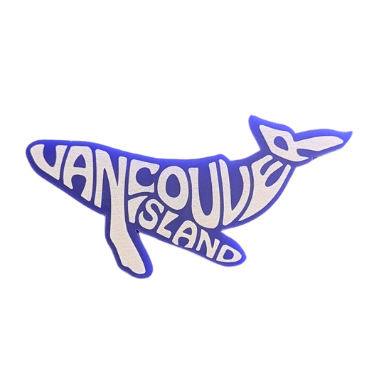 Vancouver Island Whale Typography Engraved Magnet