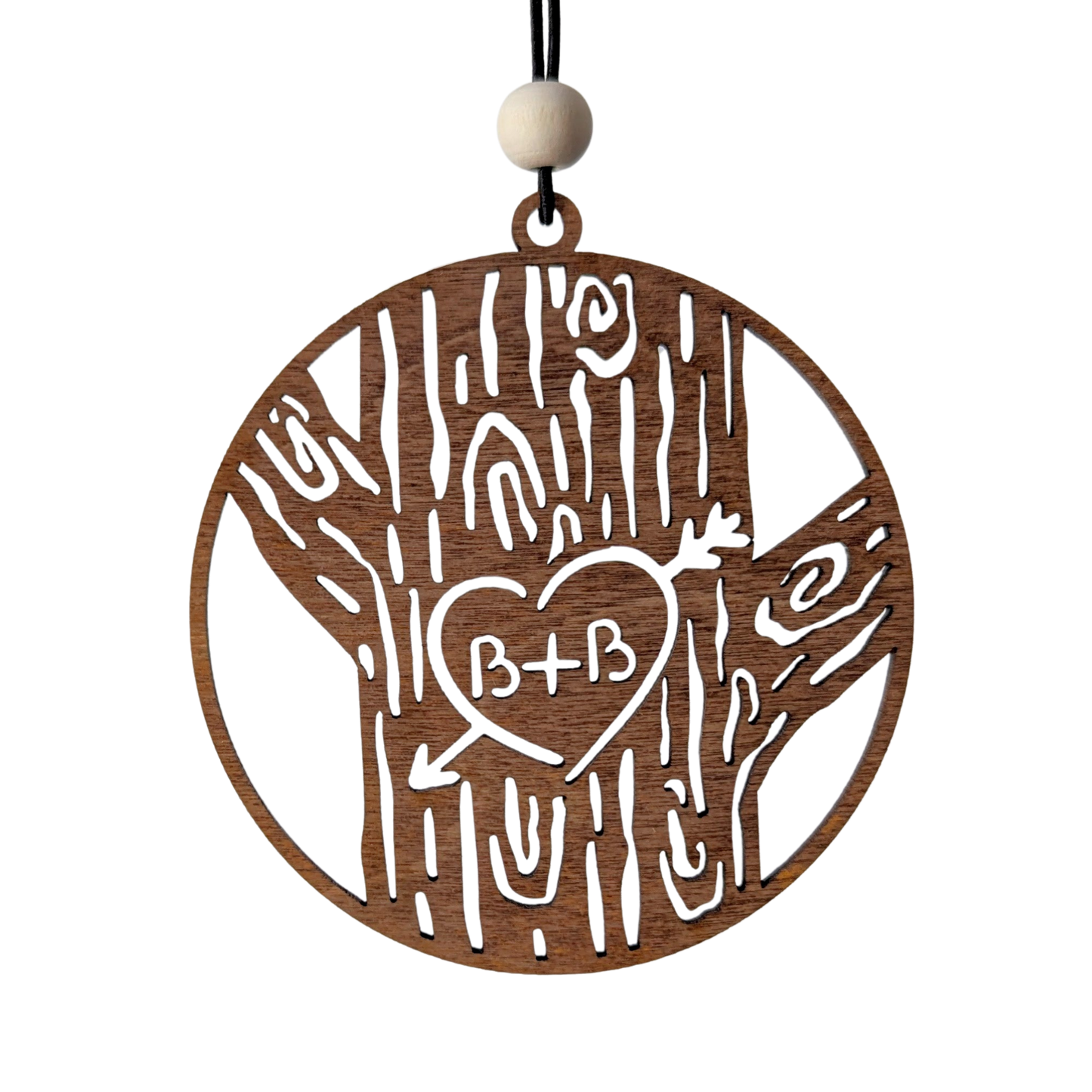 Carved Initials Personalized Tree Ornament