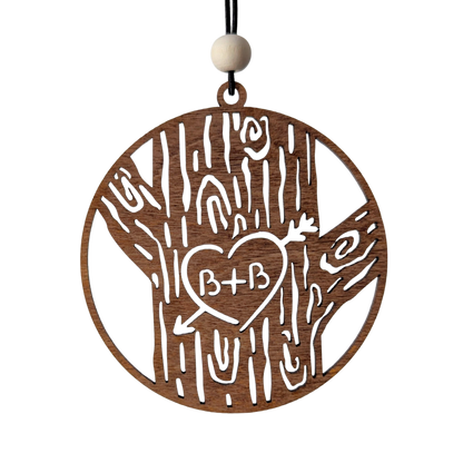 Carved Initials Personalized Tree Ornament