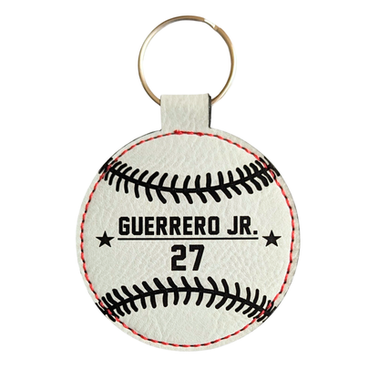 Customizable Baseball Leatherette Keychain