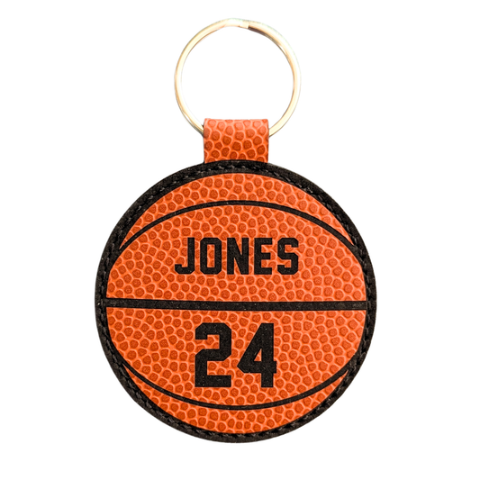 Customizable Basketball Leatherette Keychain