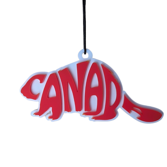 Canada Beaver Typography Ornament/Car Mirror Charm