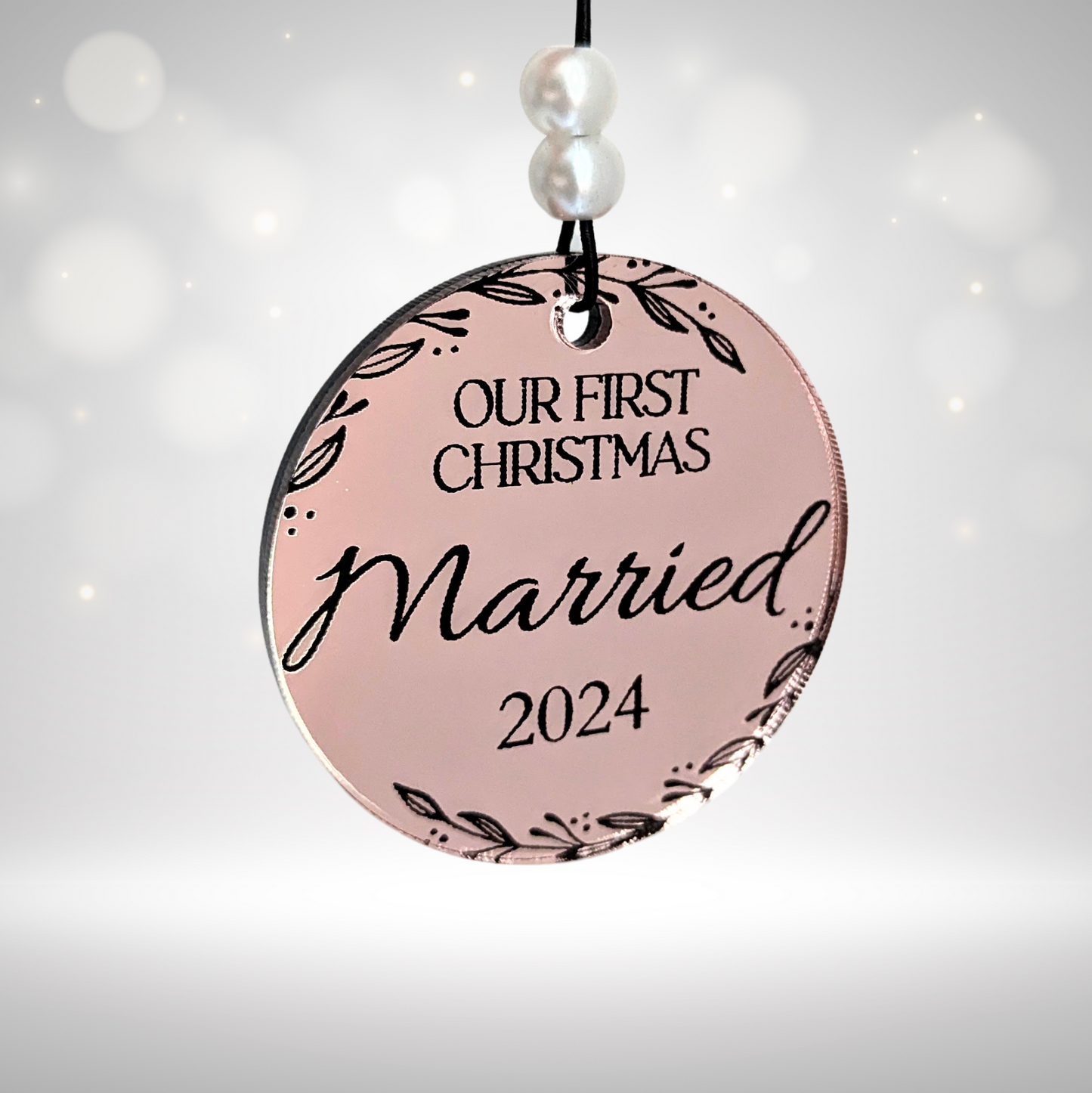 First Christmas Married, Engaged, Together - Mirror Acrylic Christmas Ornament