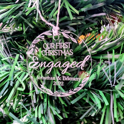 PERSONALIZED First Christmas Engaged / As Mr. & Mrs - Transparent Acrylic Ornament