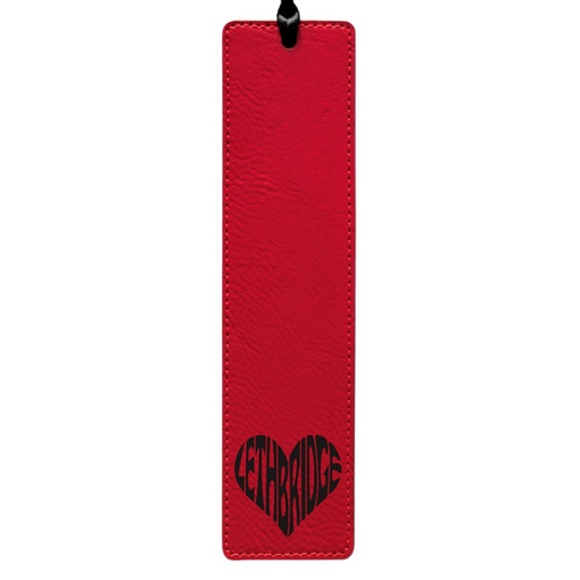 Lethbridge Heart Typography - Leatherette Bookmark