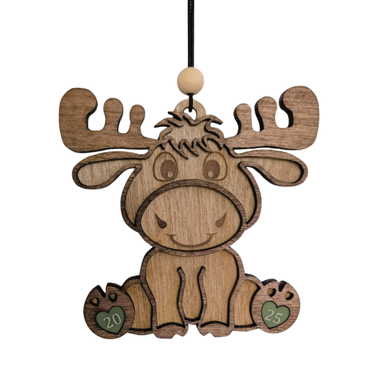 Cute Moose Christmas Ornament  - 2025 Optional
