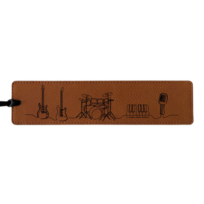 Music Line Art - Leatherette Bookmark