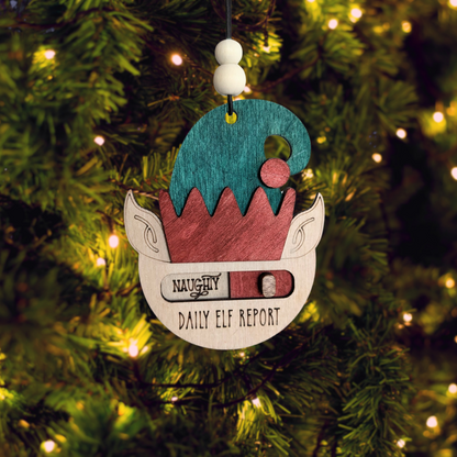 Naughty/Nice Elf Slider Christmas Ornament