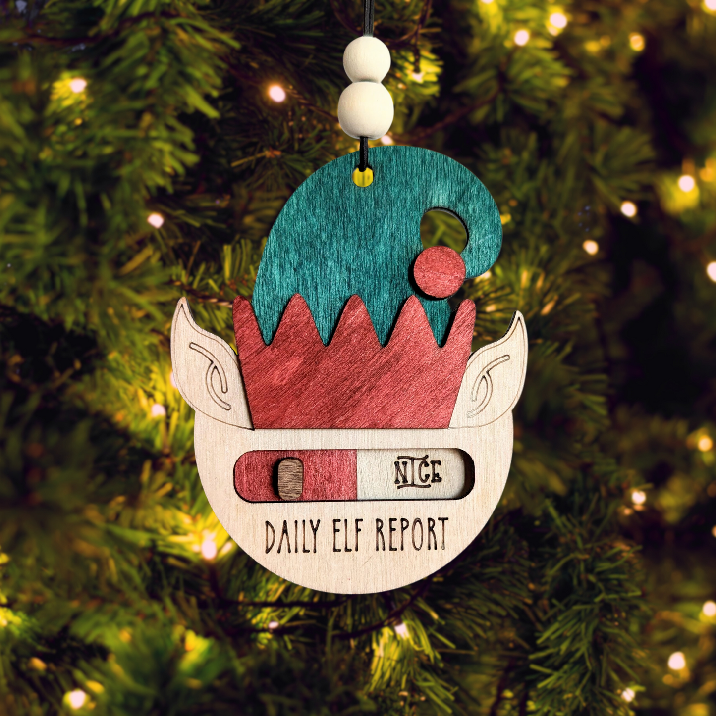 Naughty/Nice Elf Slider Christmas Ornament