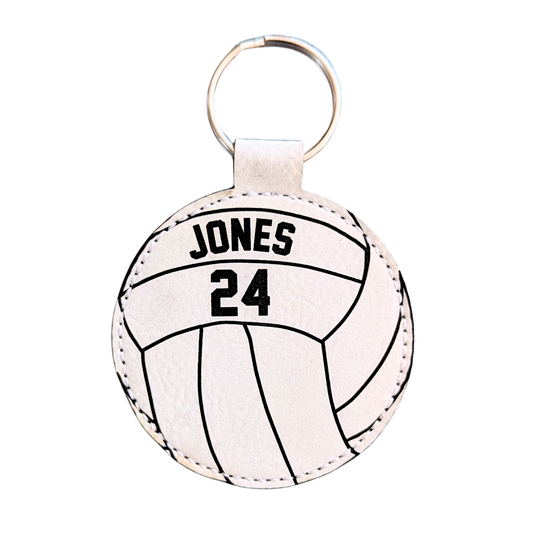 Customizable Volleyball Leatherette Keychain