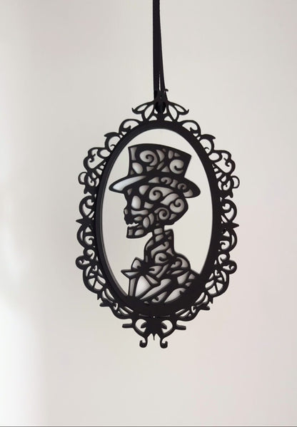 Skeleton Cameo Hanging Halloween Tree Ornament