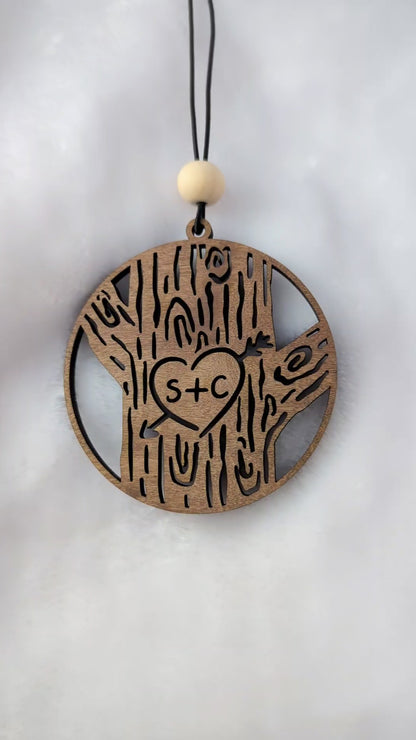 Carved Initials Personalized Tree Ornament