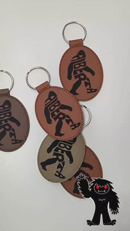 Alberta Sasquatch Typography Travel Souvenir Keychain