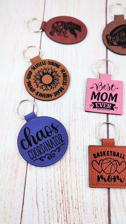 Basketball Mom / Football Mom Sport Leatherette Keychain