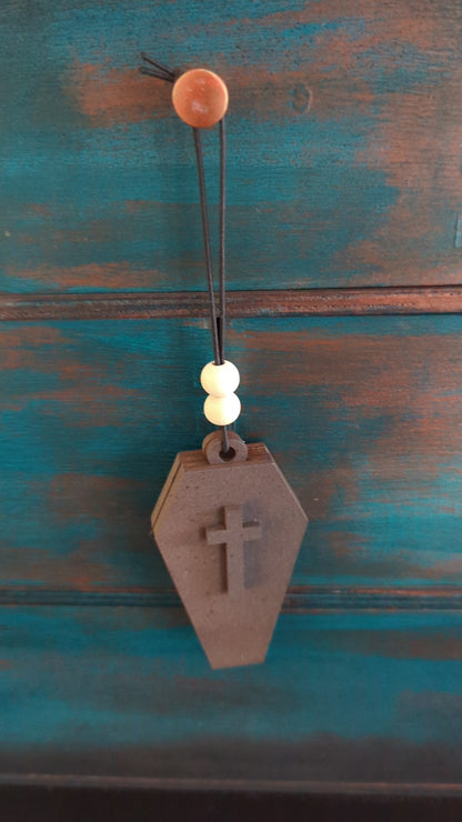 Wooden Coffin Ornament with Secret Compartment