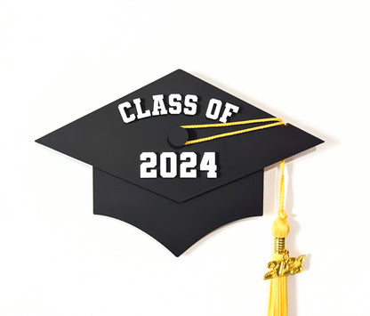 Graduation Tassel Holder - Grad Cap Wall Decor "Class of 2024"