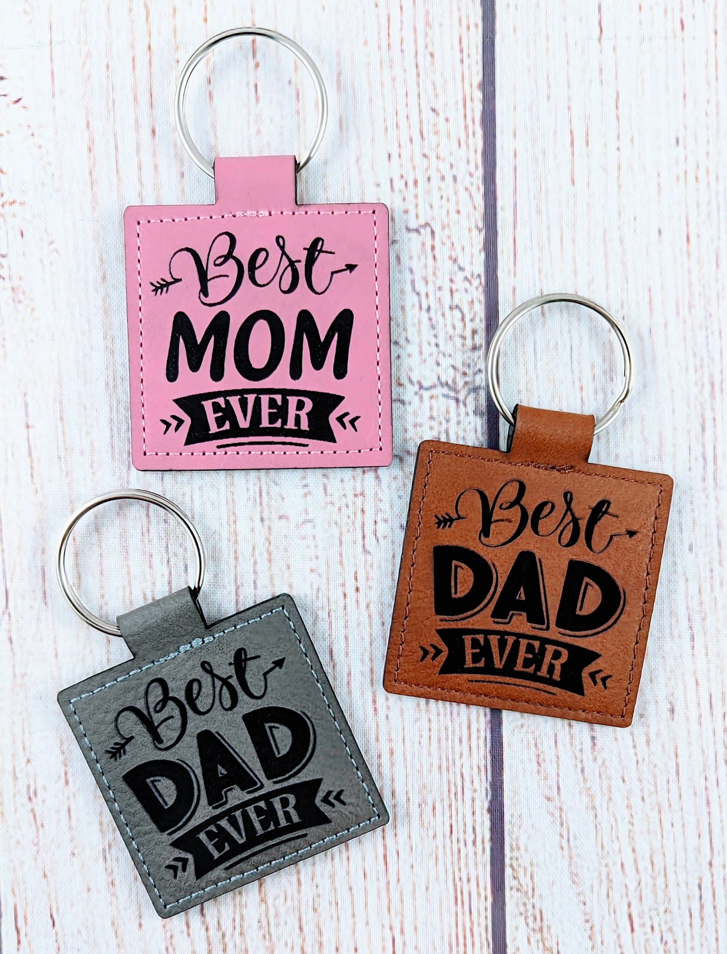 Best Mom/Dad Ever Leatherette Keychain