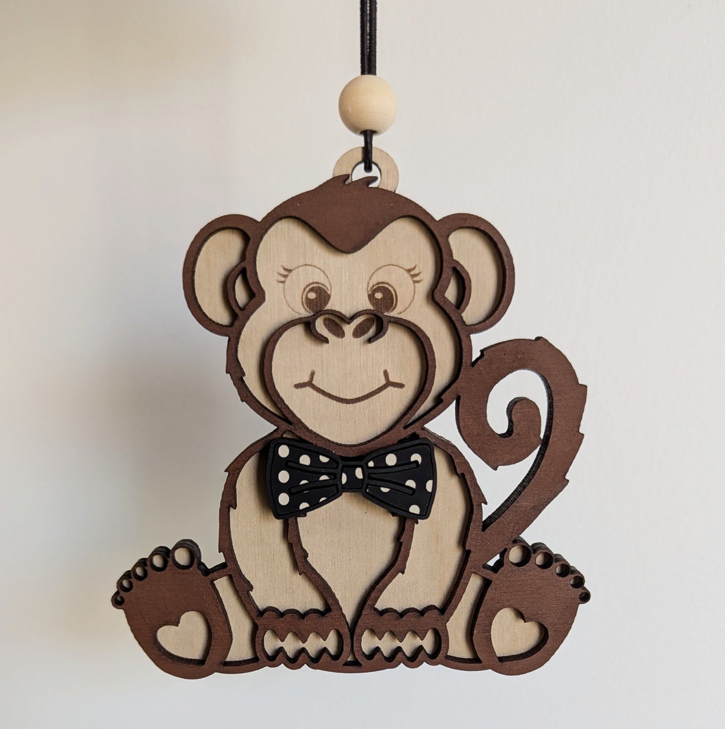 Cute Monkey with Bow Tie (Or hair bow) Christmas Ornament  - 2025 Optional