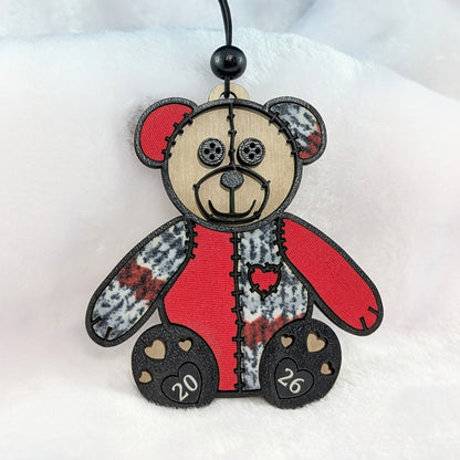Limited Edition Patchwork Teddy Bear Ornament - 2026 Optional