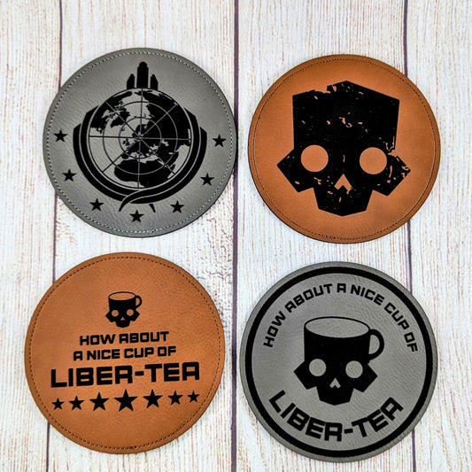 Helldiver themed coasters - How about a nice cup of Liber-tea?