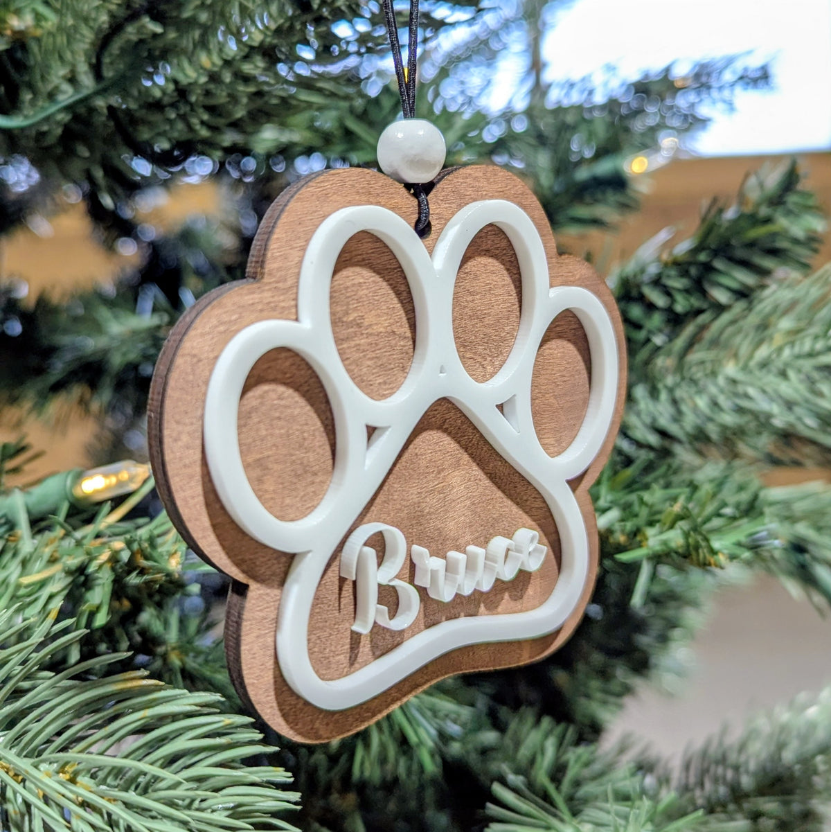 Personalized Paw Print with White Border Ornament