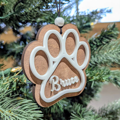 Personalized Paw Print with White Border Ornament