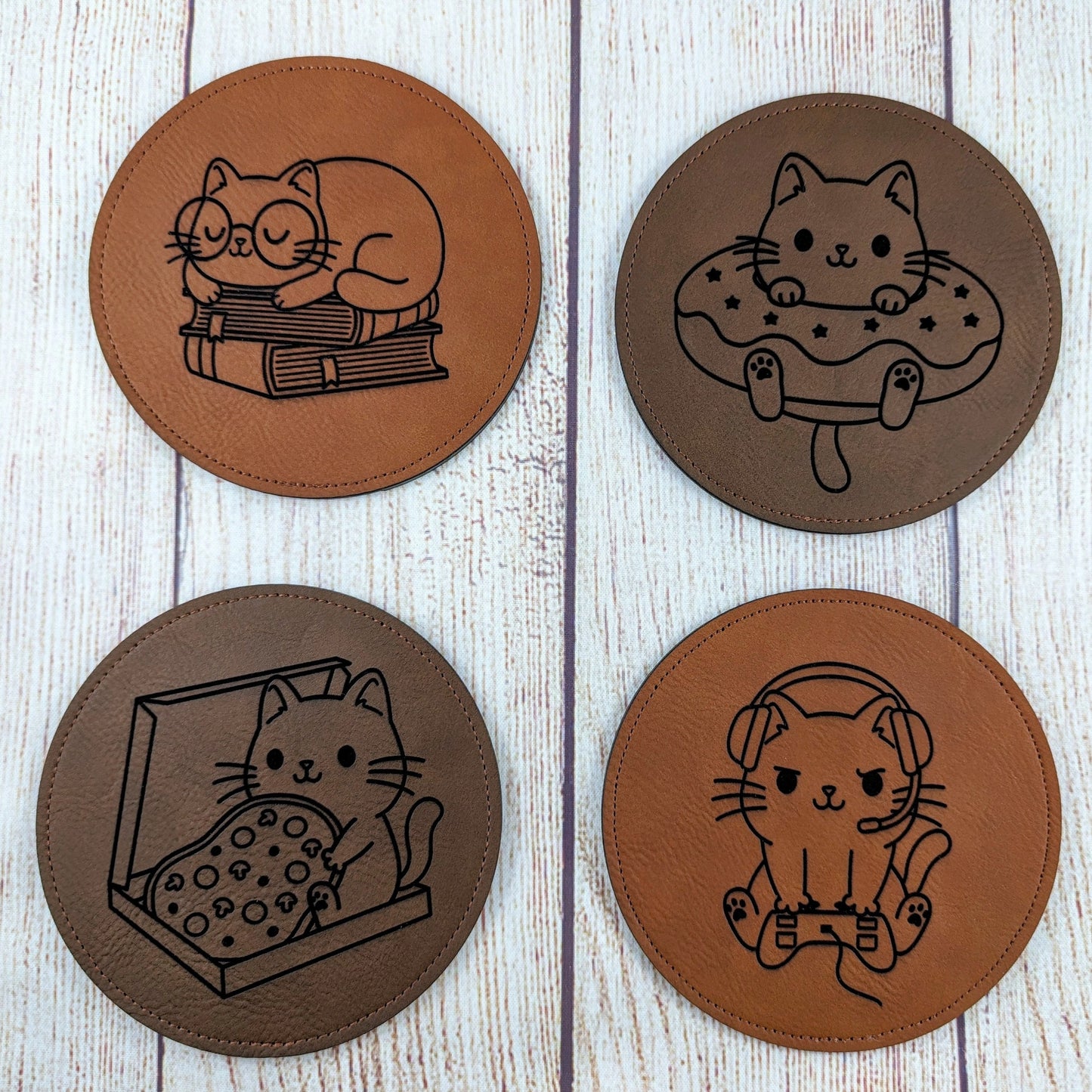 Cute Cat Coasters  - 17 Leatherette Options