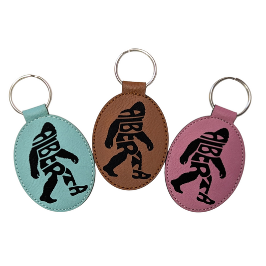 Alberta Sasquatch Typography Travel Souvenir Keychain