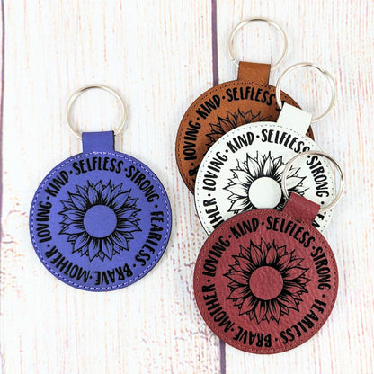 Sunflower Keychain for Mom - Leatherette Keychain