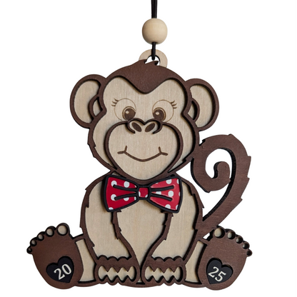 Cute Monkey with Bow Tie (Or hair bow) Christmas Ornament  - 2025 Optional