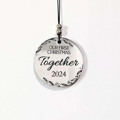 First Christmas Married, Engaged, Together - Mirror Acrylic Christmas Ornament