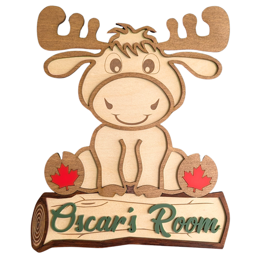 Moose Bedroom Door Name Sign