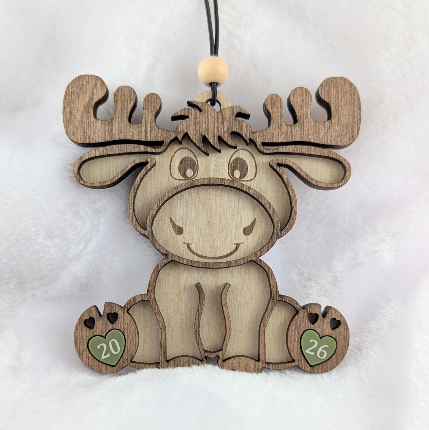 Cute Moose Christmas Ornament  - Year Optional