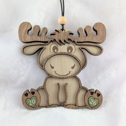 Cute Moose Christmas Ornament  - Year Optional