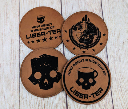 Helldiver themed coasters - How about a nice cup of Liber-tea?