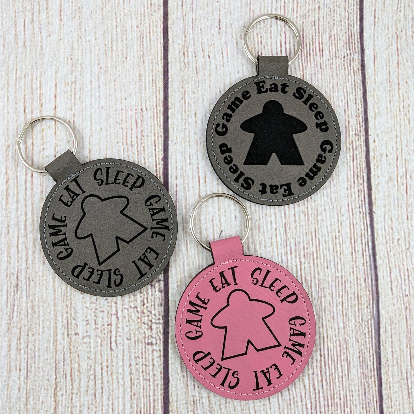 Meeple "Eat Sleep Game" Keychain