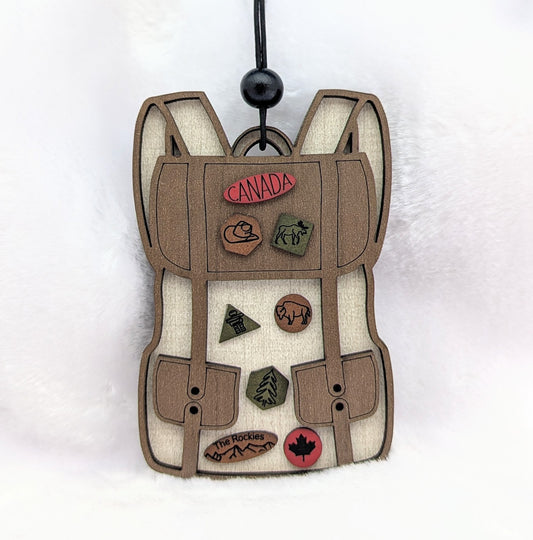 Custom Travel Ornament - Backpack with Patches