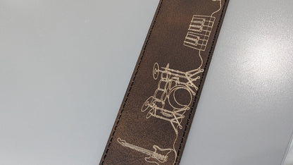 Music Line Art - Leatherette Bookmark