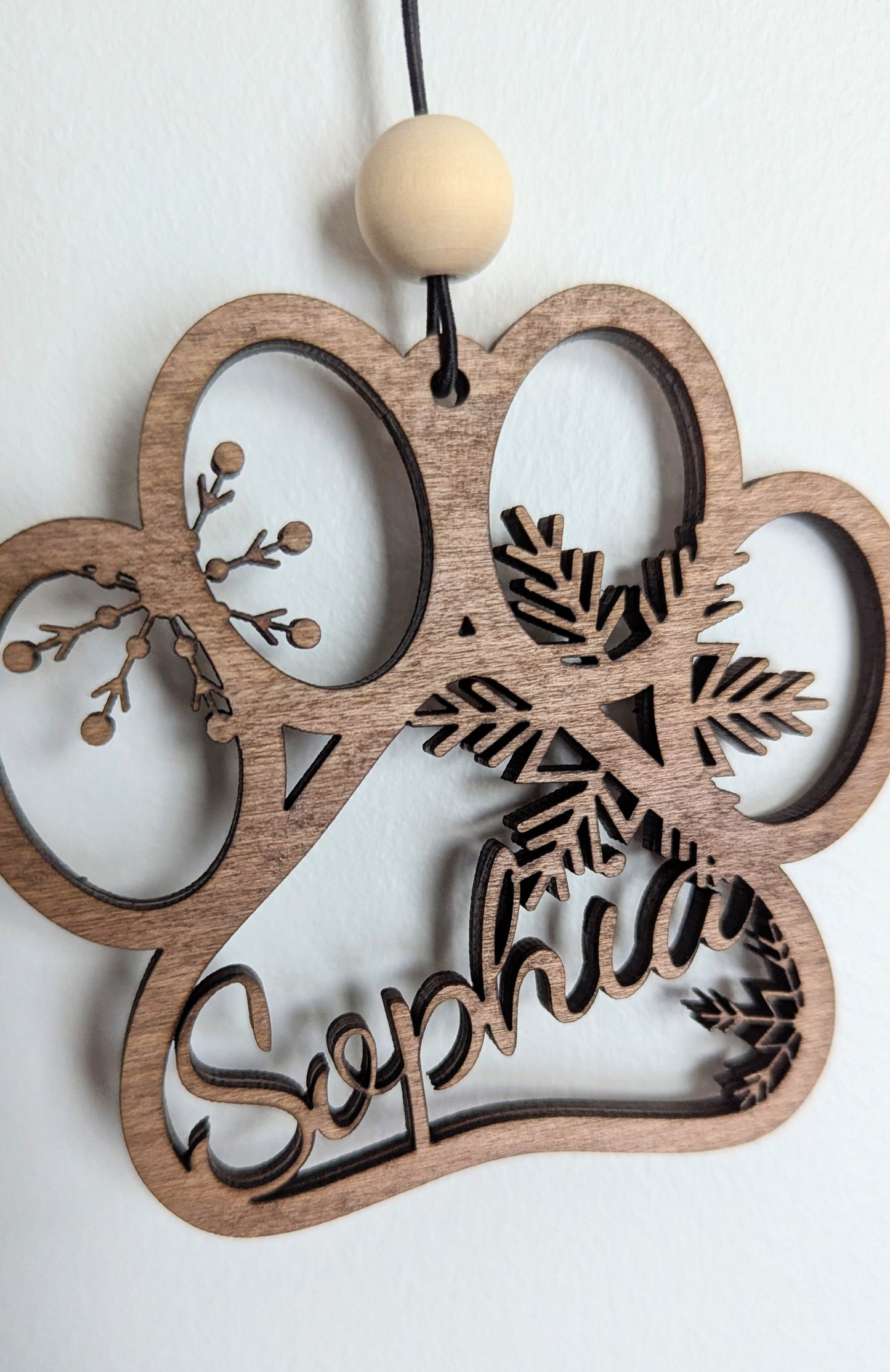 Personalized Paw Print with Snowflakes Ornament