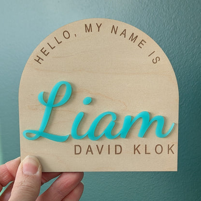 Baby Announcement Sign - Hello, my name is