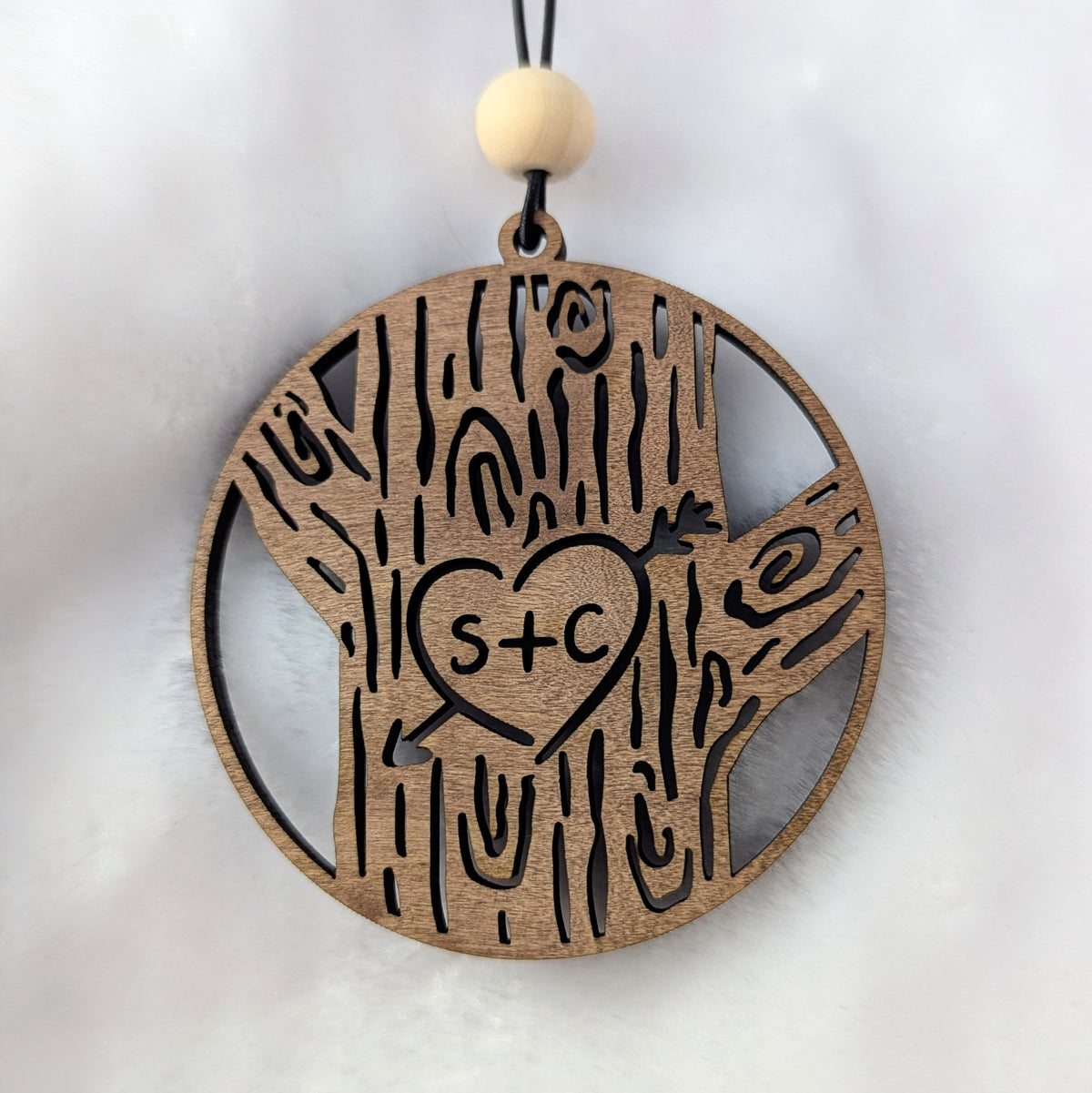 Carved Initials Personalized Tree Ornament