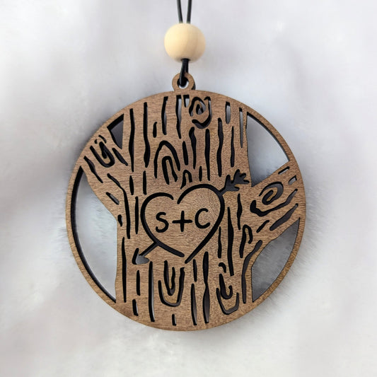Carved Initials Personalized Tree Ornament