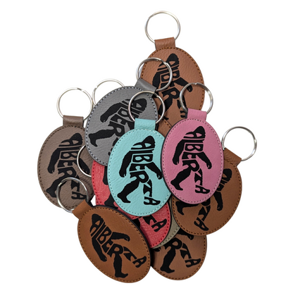 Alberta Sasquatch Typography Travel Souvenir Keychain
