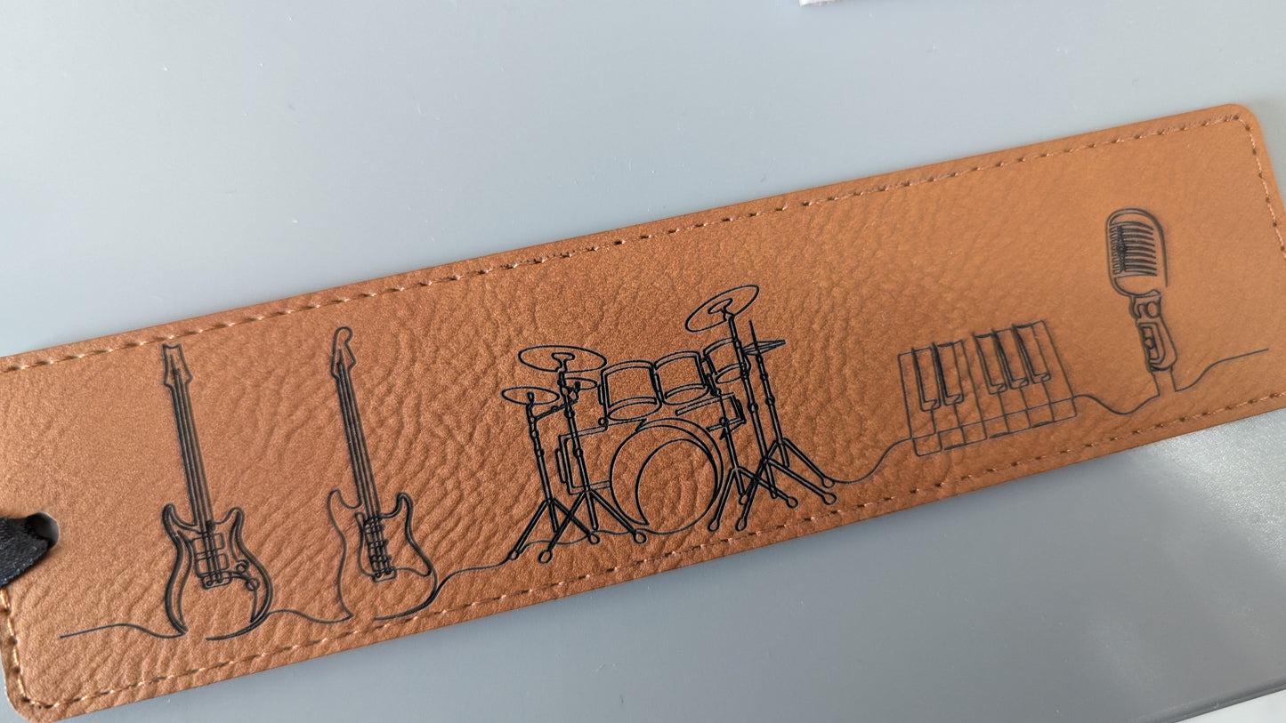 Music Line Art - Leatherette Bookmark