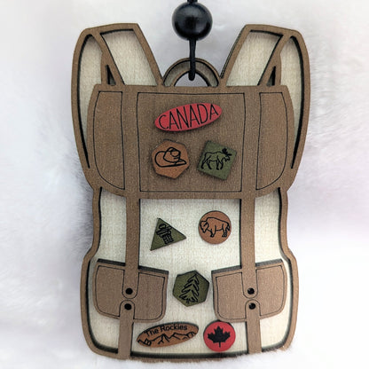 Custom Travel Ornament - Backpack with Patches