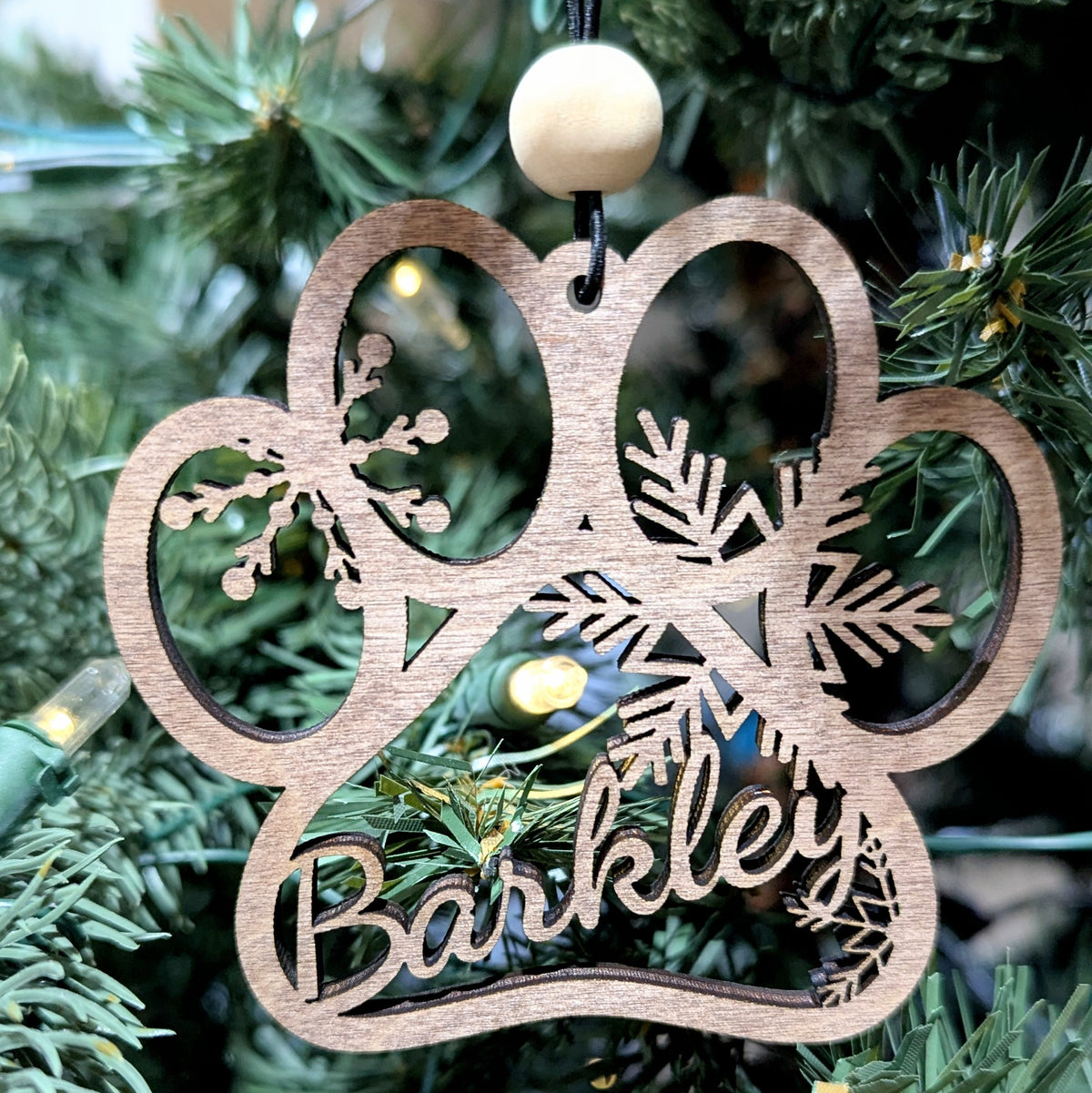 Personalized Paw Print with Snowflakes Ornament