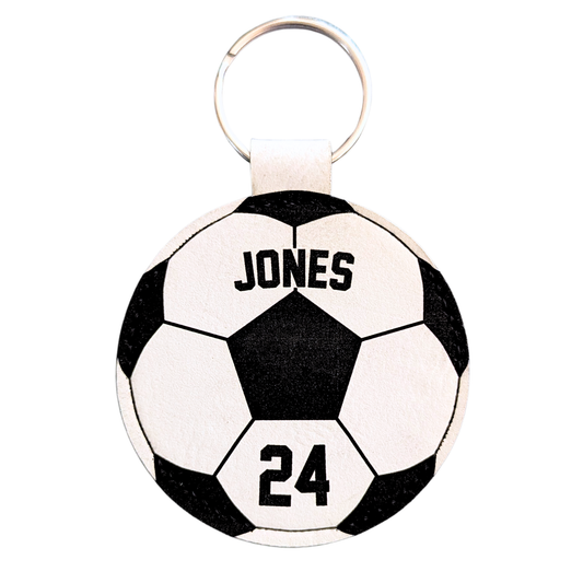 Customizable Soccer Ball Leatherette Keychain