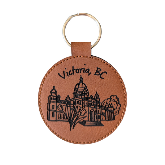 Victoria, BC Parliament Buildings Leatherette Keychain