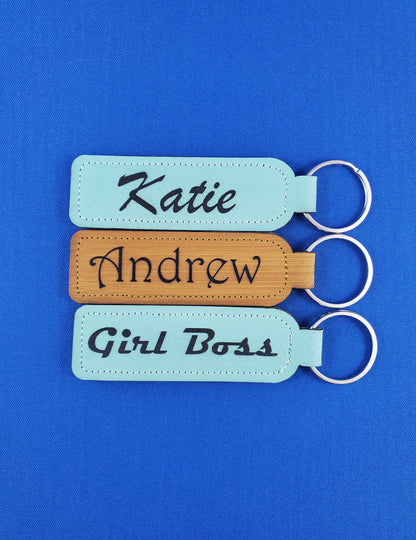 Custom Name Keychain - 17 Leatherette Options